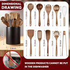 SiliFine 11 Pcs Wooden Kitchen Utensils Set - Image 2