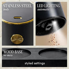 Electric Salt and Pepper Grinder Set Rechargeable – Black and Gold Salt and - Image 5