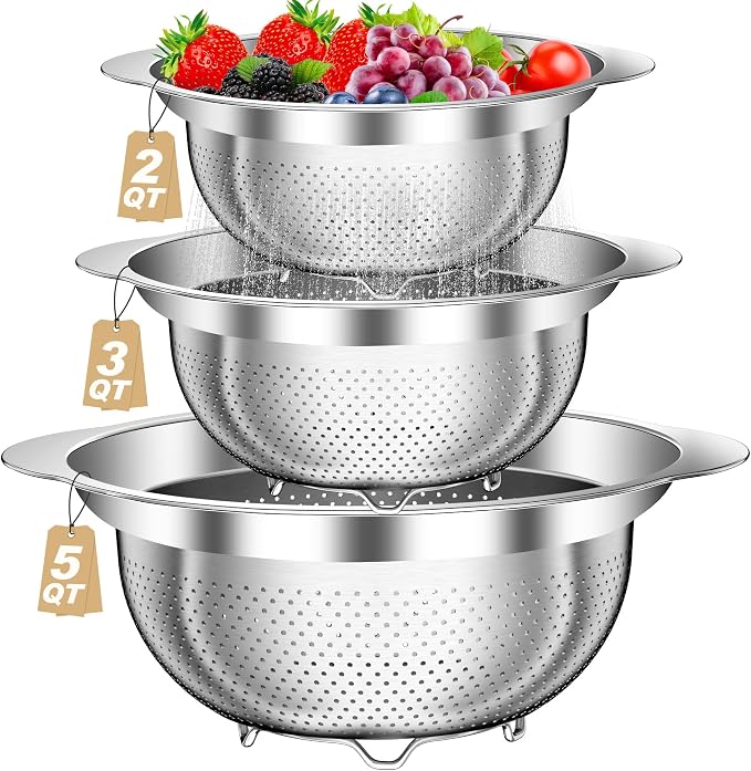 Colander, Stainless Steel Colander by AUFETQ