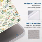 Floral Dish Drying Mat for Kitchen Counter Spring Summer Wild Flowers Diamond - Image 4