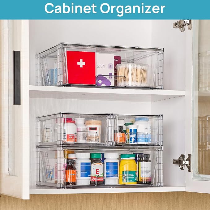 Vtopmart 3 Pack Stackable Storage Drawers, Easily Assemble Acrylic Bathroom - Image 8