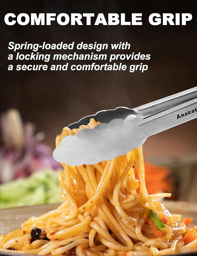 Anaeat Premium Kitchen Locking Tong Set of 3 - Image 8