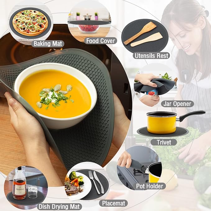 12"&10" Microwave food Cover and Mat, Large Vented Collapsible Splatter Guard - Image 9