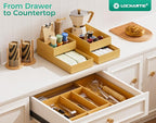 Bamboo Kitchen Drawer Organizer Boxes – 12" x 3" Stackable Wood Silverware - Image 9