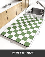 Rnivvi Dish Drying Mat for Kitchen Counter, XL 15 x 24" Cute Checkered - Image 2