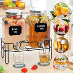Bululuo Glass Drinks Dispenser for Parties, 2 PACK 1 Gallon Beverage Dispenser - Image 6