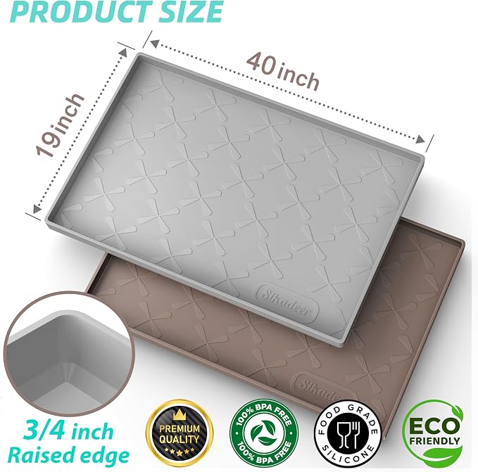 SIKADEER 40" x 19" Under Sink Mat Waterproof, Silicone Mat Kitchen Drawer Shelf - Image 3