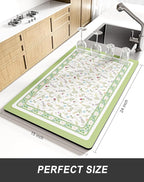 Rnivvi Dish Drying Mat for Kitchen Counter, XL 15 x 24" Cute Flower Theme - Image 2