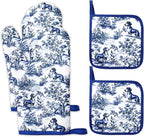 FYSUIMU 4Pcs Chinoiserie Dachshund Oven Mitts and Pot Holders Set Heat by FYSUIMU
