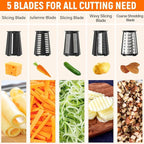 5 Blades Rotary Cheese Grater Hand Crank Vegetable Chopper Shredder Spiralizer - Image 2