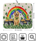 St Patricks Day Drying Mat Samll Lucky Clovers Green Kitchen Decor Counter Mats - Image 2
