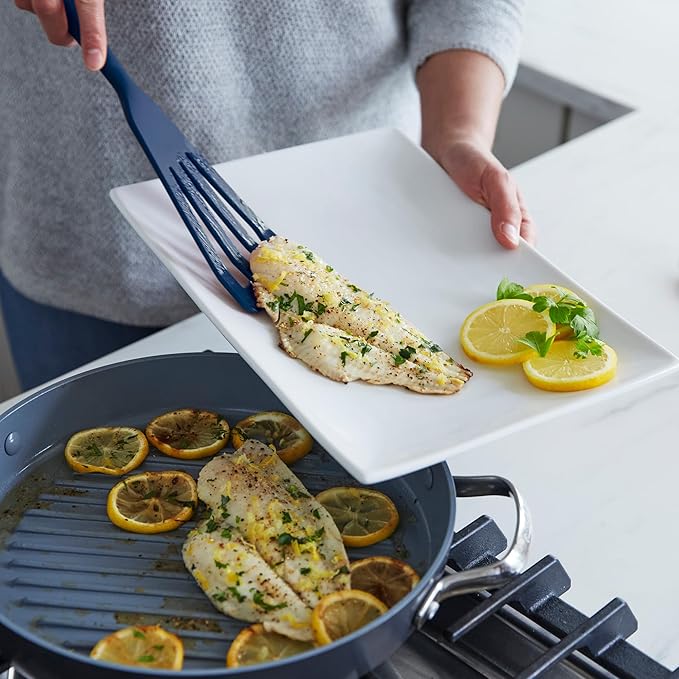 GreenPan Silicone 3 Piece Cooking Utensil Set, Fish Turner, Mixing Spatula - Image 3