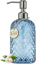 JASAI 18Oz Gem Patterned Glass Soap Dispenser by JASAIHOME