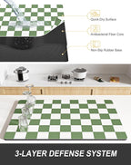 Rnivvi Dish Drying Mat for Kitchen Counter, XL 15 x 24" Cute Checkered - Image 4