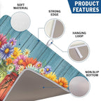 Vintage Floral Dish Drying Mat for Kitchen Counter Rustic Flower Vases Wooden - Image 3