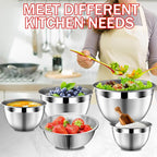 DUTZUN Mixing Bowls with Strainer, Mixing Bowl with Lids Set, Stainless Steel - Image 7