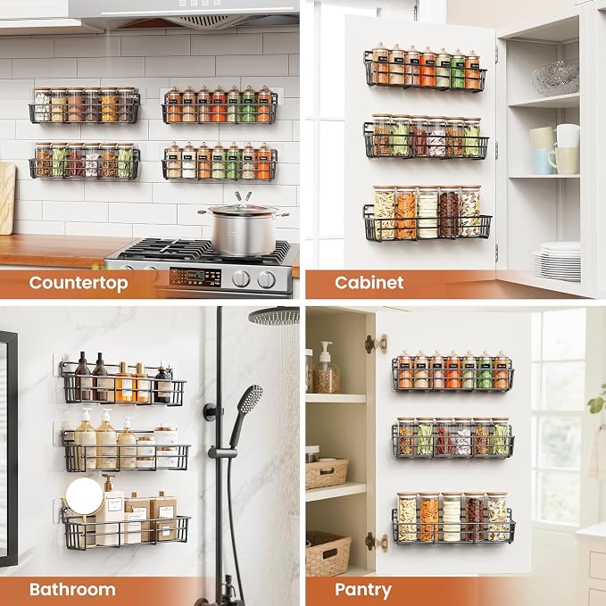 Mystozer Spice Rack Organizer Wall Mount, Hanging Spice Pantry Storage Shelf - Image 7