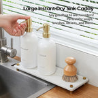 White Gold Dish Drying Rack Tray, Water Absorbing Stone Sink Caddy Kitchen Sink - Image 2
