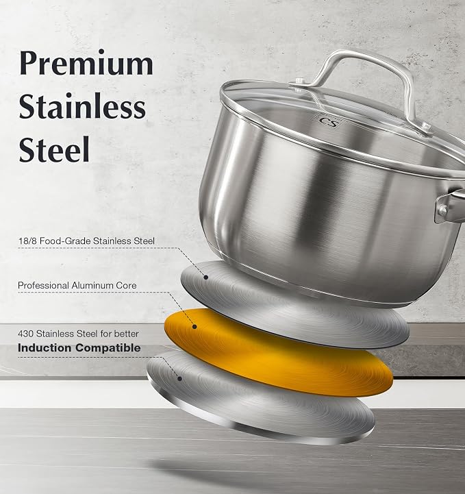 KOCH SYSTEME CS Stainless Steel Saucepan, 2 Quart Stainless Steel Sauce Pan - Image 3