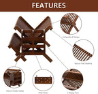 HBlife Dish Rack, Teak Folding 2-Tier Collapsible Drainer Dish Drying Rack - Image 3