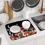 Red Mushroom Dish Drying Mat for Kitchen Counter Plant Leaves Drainer Mats Rack - Image 6