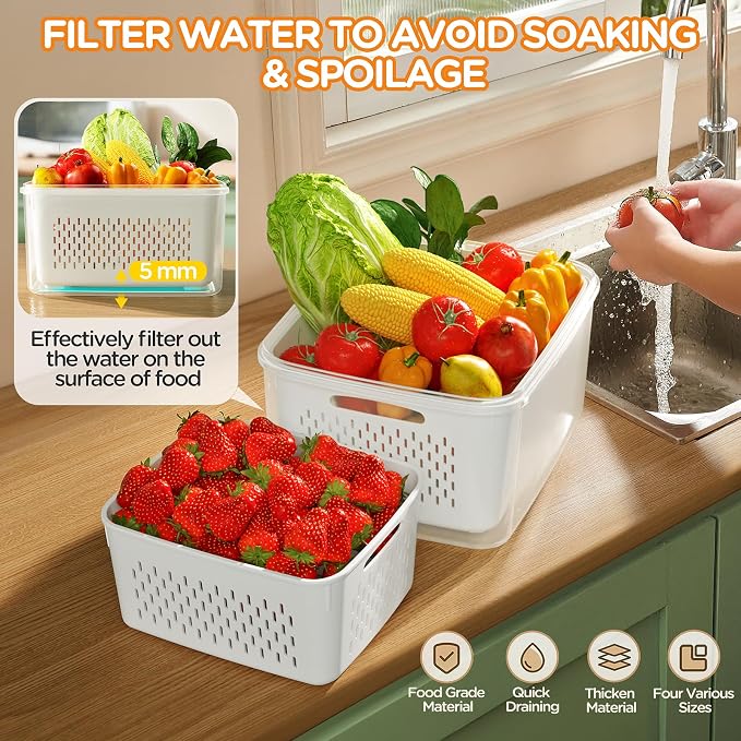 6 PCS Fruit Storage Containers for Fridge - Image 4