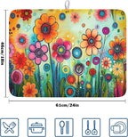 Abstract Colorful Floral Dish Drying Mat - Image 2