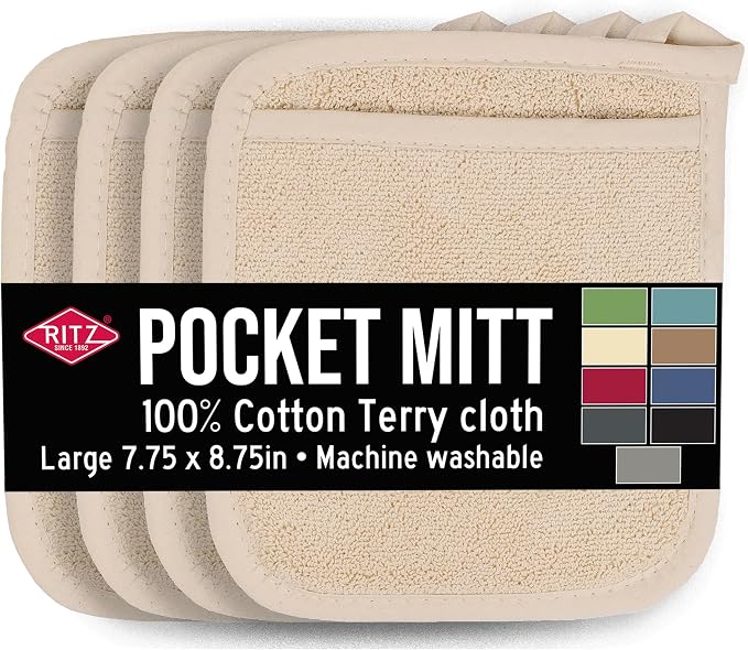 RITZ Terry Pocket Mitt & Hot Pad: Unparalleled Heat Resistant, Durable 100% by Ritz+Foodservice
