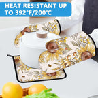 Watercolor Sunflower Oven Mitts and Pot Holders Sets Heat Resistant 4Pcs - Image 5