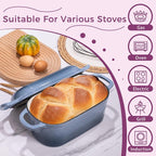 4.6-Quart Oval Dutch Oven for Bread Baking, 2 in 1 Enameled Cast Iron Bread Pan - Image 3