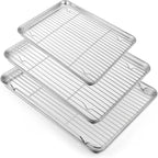 TeamFar Baking Sheet with Rack Set, 17.6/16/12.5 Inch Stainless Steel Cookie by TeamFar