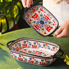 Baking Dish Ceramic Baking Pan Blue Casserole Dish Porcelain rectangular Baking - Image 4