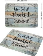 Rustic Wood Dish Drying Mat 18x24 Inch Grateful Thankful Blessed Kitchen - Image 2