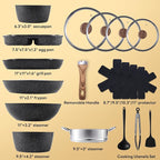 NEWBULIG 17-Piece Nonstick Cookware Set, Non-Toxic Pots and Pans - Image 2