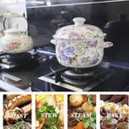 Enamel Stockpot with Lid, 2.5 Quart Retro Cooking Pot, Vintage Floral Stew Bean - Image 7