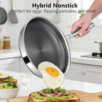 Non Stick Frying Pans, 10-inch Hybrid Frying Pans Nonstick Stainless Steel - Image 6