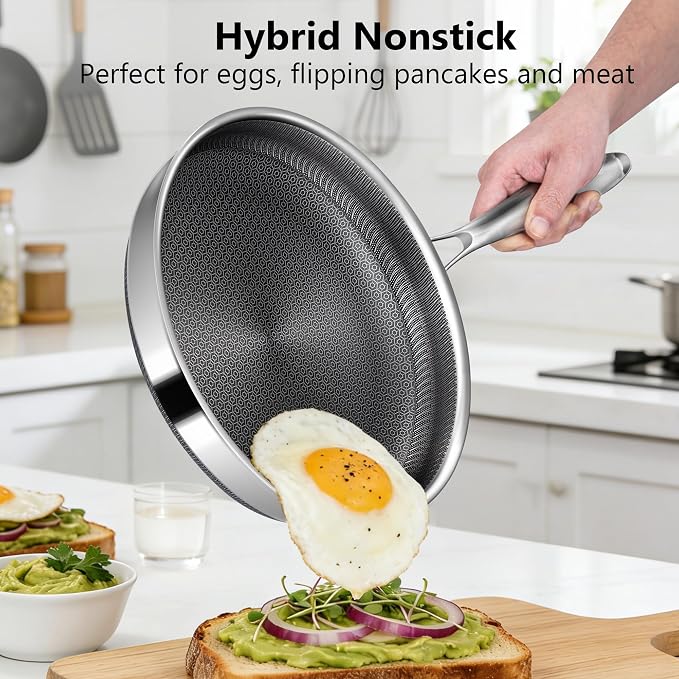 Non Stick Frying Pans, 8-inch Hybrid Frying Pans Nonstick Stainless Steel - Image 6