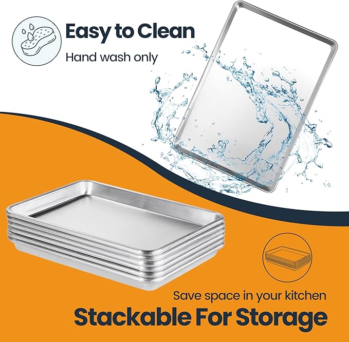 12 Pack Half Size Baking Sheet Pan, Aluminum Commercial Cookie Sheet Pan - Image 6