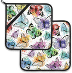 Butterfly Color Pot Holder Set of 2, Heat Resistant Potholders Oven Hot Pads by Larkverk
