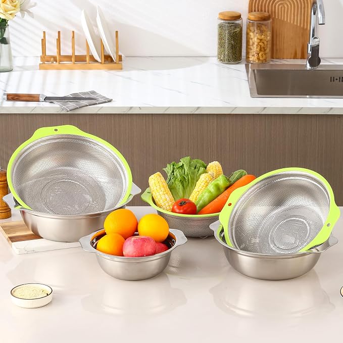 Colander Stainless Steel Microporous, 5QT Large Capacity Rice Washer - Image 9