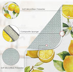 Sanwarm Absorbent Dish Drying Mat, Floral Lemon Fruits Vintage Microfiber Pad - Image 3