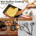 Wooden Spoons - Wooden Spoons for Cooking, Natural Wooden Kitchen Utensils Set - Image 5