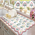 LOKHOM Scalloped Floral Dish Drying Mat, Cuttable Hide Stain Non-slip Drying Mat by LOKHOM
