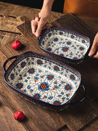 Vintage Style Pottery Bakeware Ceramic Casserole Dish Baking Pan Lasagna Pans - Image 3