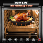 13” Roaster Pan with Lid and Rack, Small Enamel Roaster Pan with Oval Roasting - Image 3