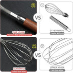 Whisk for Cooking, Stainless Steel Wire Wooden Handle Kitchen Multi Function - Image 3