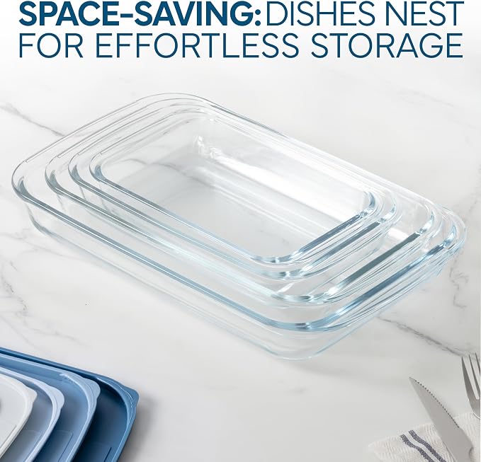 COOK WITH COLOR 8-Piece Deep Glass Baking Dish Set with Plastic Lids – - Image 4