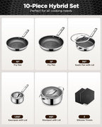 Pots and Pans Set Hybrid Stainless Steel, Dishwasher & Oven Safe, Metal Utensil - Image 2