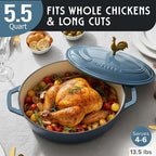 MUELLER HOME 5.5 Quart Enameled Cast Iron Oval Dutch Oven w Rooster Knob & - Image 3