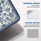 Blue Floral Dish Drying Mat for Kitchen Counter Vintage Flower Pattern - Image 3
